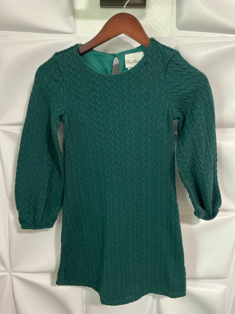 Rare Editions Girls Green Embroidered Long Sleeve Dress Youth Size 10